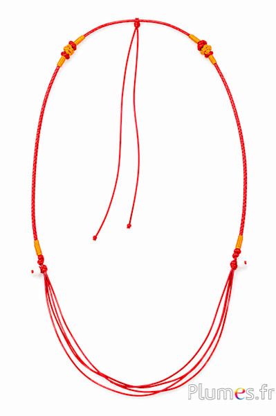 Halsketting met kralen - lengte 65 cm - rood